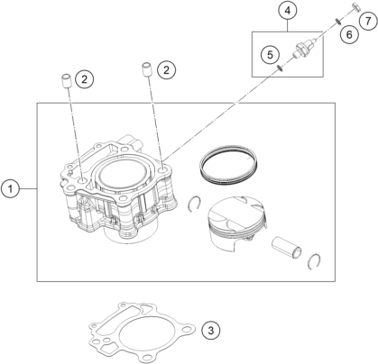Sprängskiss: Cylinder – KTM 250 DUKE, silver - B.D. 2026