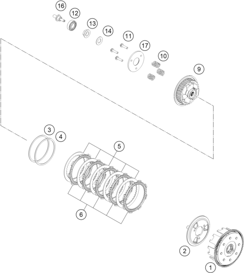 Sprängskiss: Clutch – KTM 250 DUKE, silver - B.D. 2026