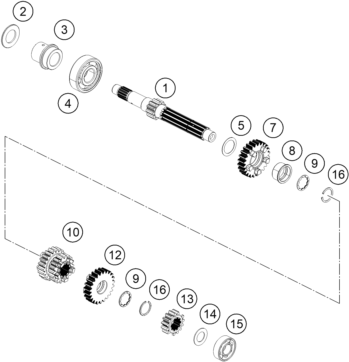 Sprängskiss: Transmission I - Main Shaft – KTM 250 DUKE, silver - B.D. 2026