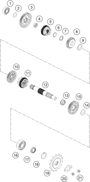 Sprängskiss: Transmission II - Countershaft – KTM 250 DUKE, silver - B.D. 2026