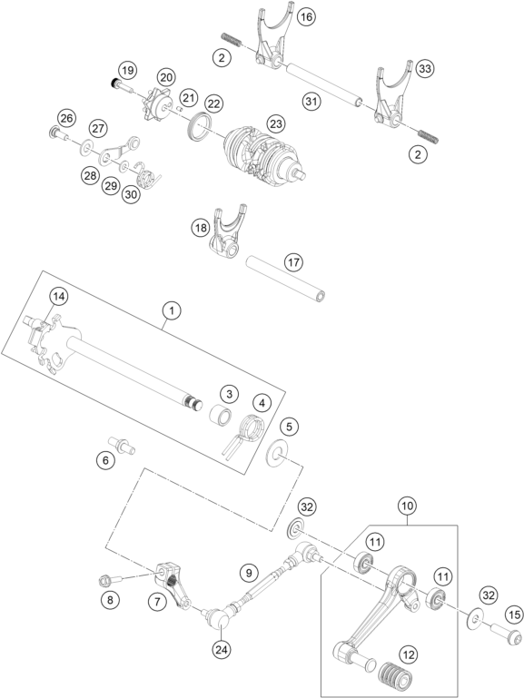 Sprängskiss: Shifting Mechanism – KTM 250 DUKE, silver - B.D. 2026