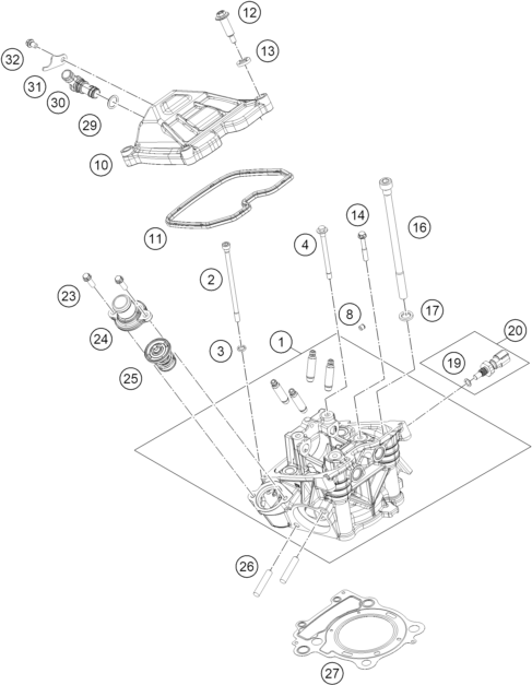 Sprängskiss: Cylinder Head – KTM 250 DUKE, silver - B.D. 2026