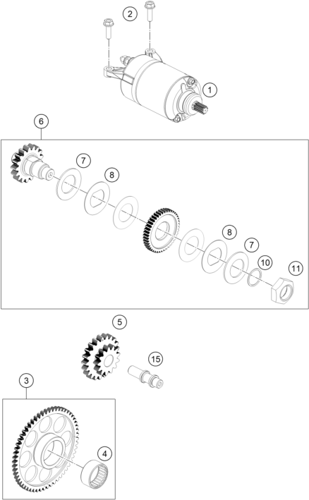 Sprängskiss: Electric Starter – KTM 250 DUKE, silver - B.D. 2026