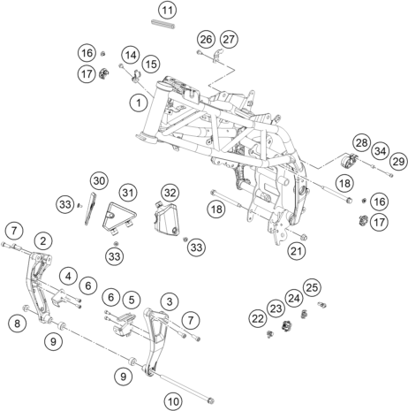 Sprängskiss: Frame – KTM 250 DUKE, white CKD 2024