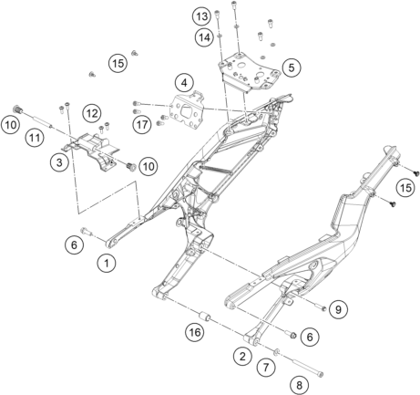 Sprängskiss: Subframe – KTM 250 DUKE, silver - B.D. 2026