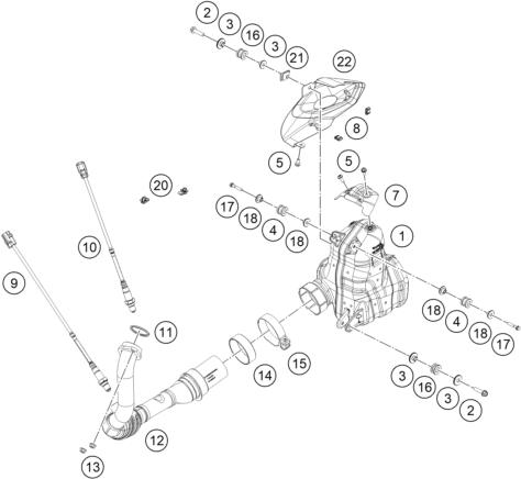 Sprängskiss: Exhaust System – KTM 250 DUKE, silver - B.D. 2026