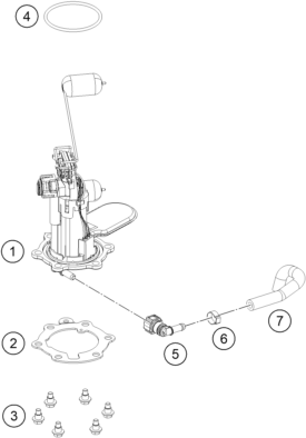 Sprängskiss: Fuel Pump – KTM 250 DUKE, silver - B.D. 2026