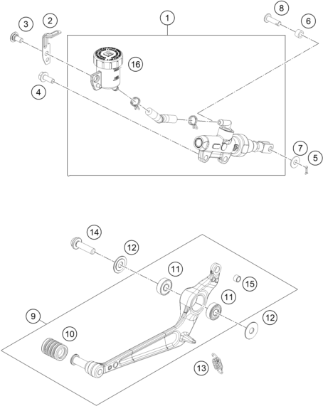 Sprängskiss: Rear Brake Control – KTM 250 DUKE, silver - B.D. 2026