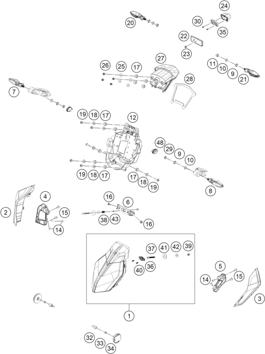 Sprängskiss: Lighting System – KTM KTMR2R 390 DUKE, blue 2025