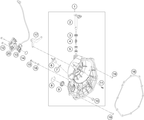 Sprängskiss: Clutch Cover – KTM 390 DUKE, blue - CKD 2026