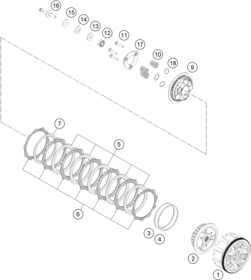 Sprängskiss: Clutch – KTM 390 DUKE, blue - CKD 2026