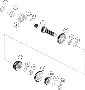Sprängskiss: Transmission I - Main Shaft – KTM 390 DUKE, blue - CKD 2026