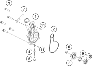 Sprängskiss: Water Pump – KTM 250 DUKE, silver - B.D. 2026