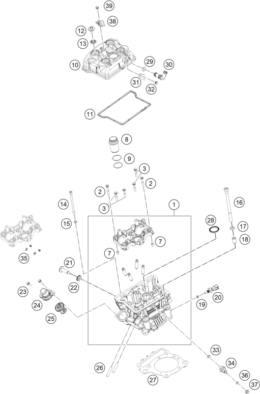 Sprängskiss: Cylinder Head – KTM 390 DUKE, blue - CKD 2026