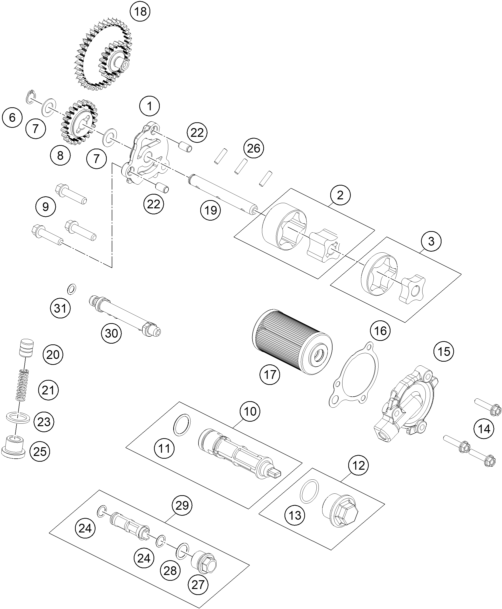 Sprängskiss: Lubricating System – KTM 390 DUKE, blue - CKD 2026