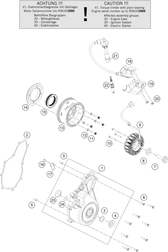 Sprängskiss: Ignition System – KTM 390 DUKE, orange 2024