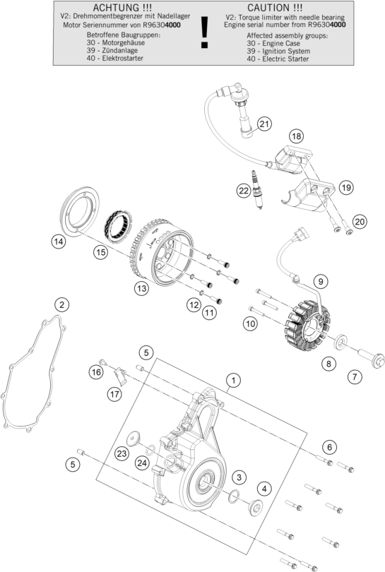 Sprängskiss: Ignition System – KTM 390 DUKE, orange 2024
