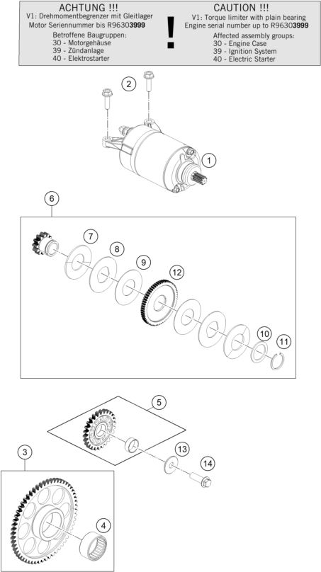 Sprängskiss: Electric Starter – KTM 390 DUKE, orange 2024