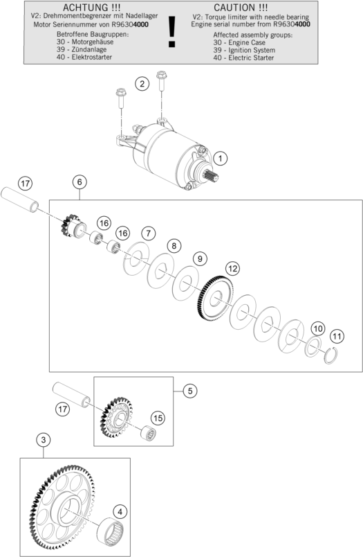 Sprängskiss: Electric Starter – KTM 390 DUKE, orange 2024