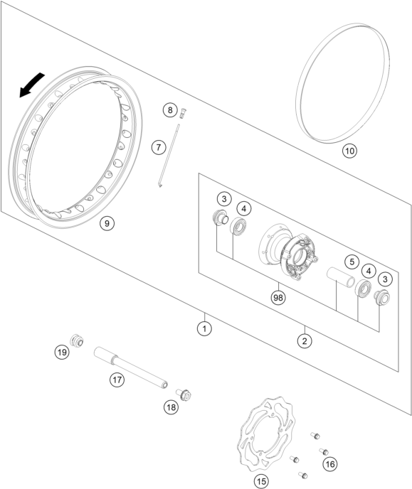 Sprängskiss: Front Wheel – KTM 50 SX 2026