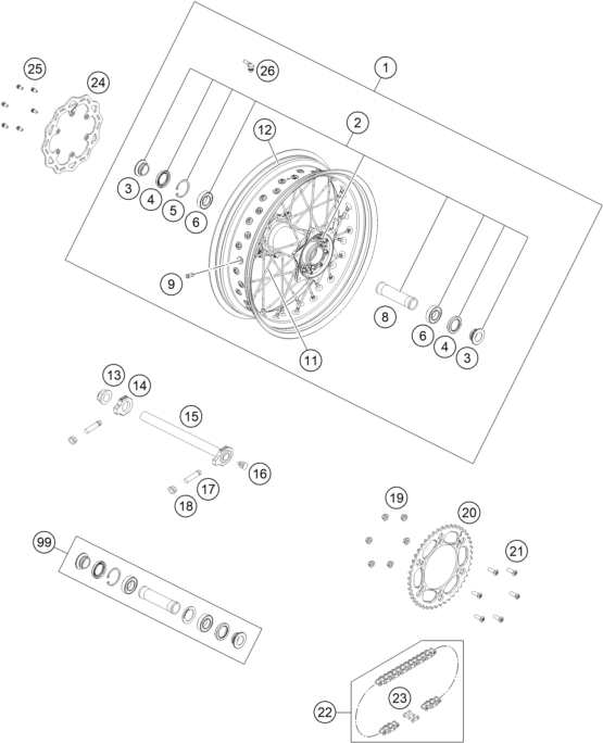 Sprängskiss: Rear Wheel – KTM 450 SMR 2026