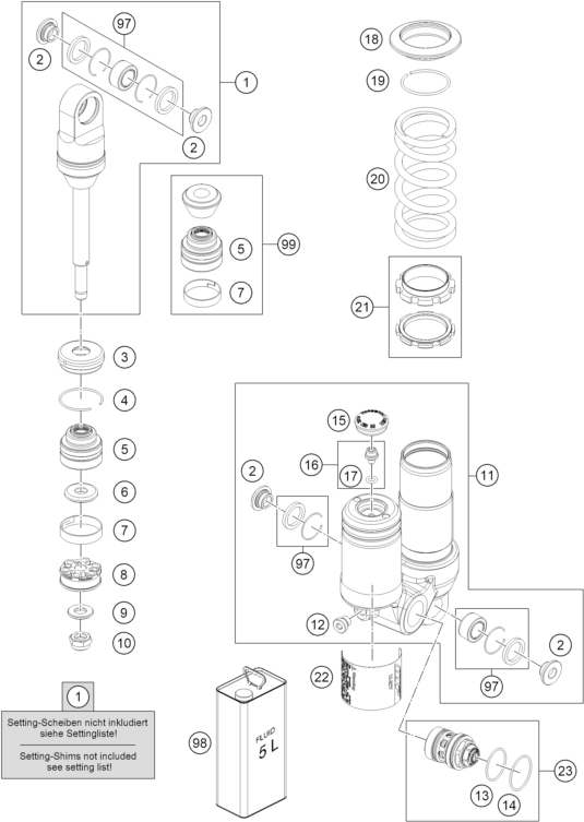 Sprängskiss: Shock Absorber Disassembled – KTM 50 SX 2026
