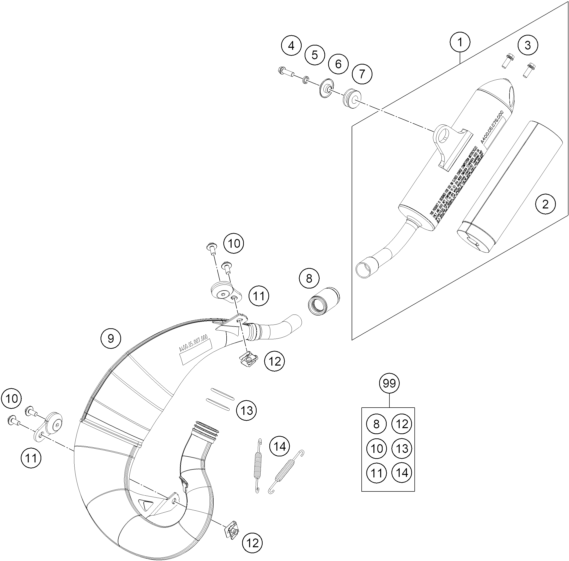 Sprängskiss: Exhaust System – KTM 50 SX 2026