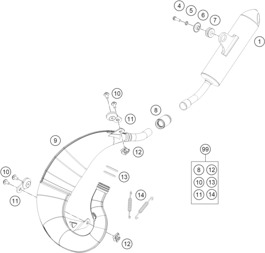 Sprängskiss: Exhaust System – KTM 50 SX FACTORY EDITION 2026