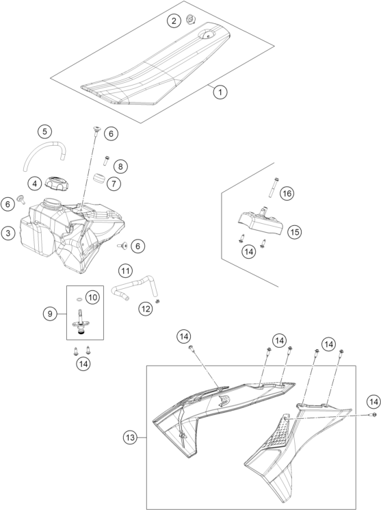 Sprängskiss: Tank, Seat – KTM 50 SX 2026