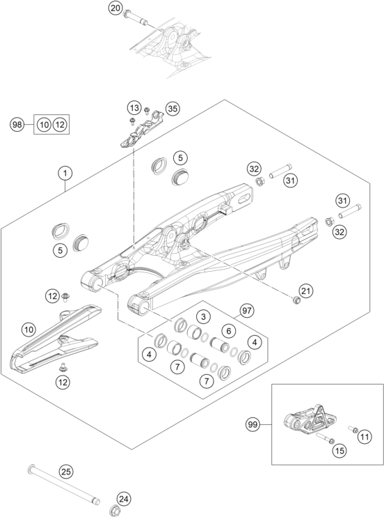 Sprängskiss: Swing Arm – KTM 65 SX 2027