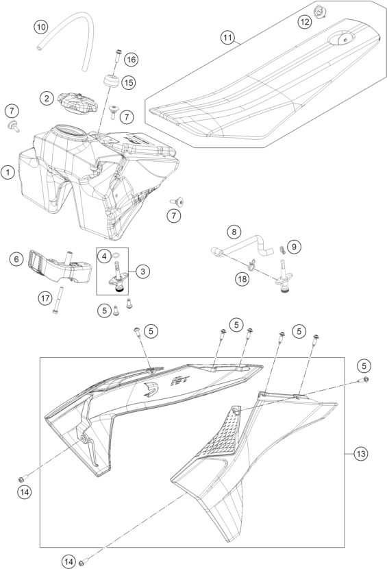 Sprängskiss: Tank, Seat – KTM 65 SX 2027