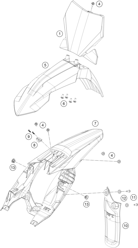 Sprängskiss: Mask, Fenders – KTM 65 SX 2027