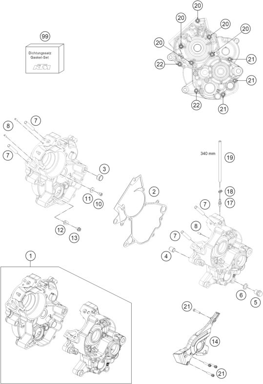 Sprängskiss: Engine Case – KTM 65 SX 2026