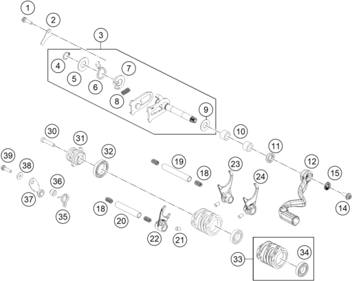 Sprängskiss: Shifting Mechanism – KTM 65 SX CKD 2024