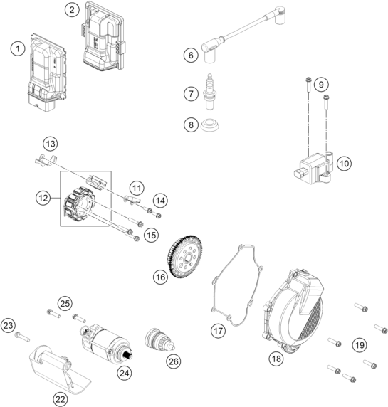 Sprängskiss: Ignition System – KTM 125 SX 2026