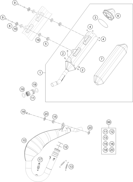 Sprängskiss: Exhaust System – KTM 300 EXC CHAMPION EDITION 2026