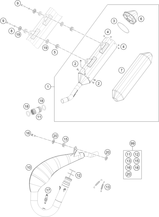 Sprängskiss: Exhaust System – KTM 150 EXC 2024