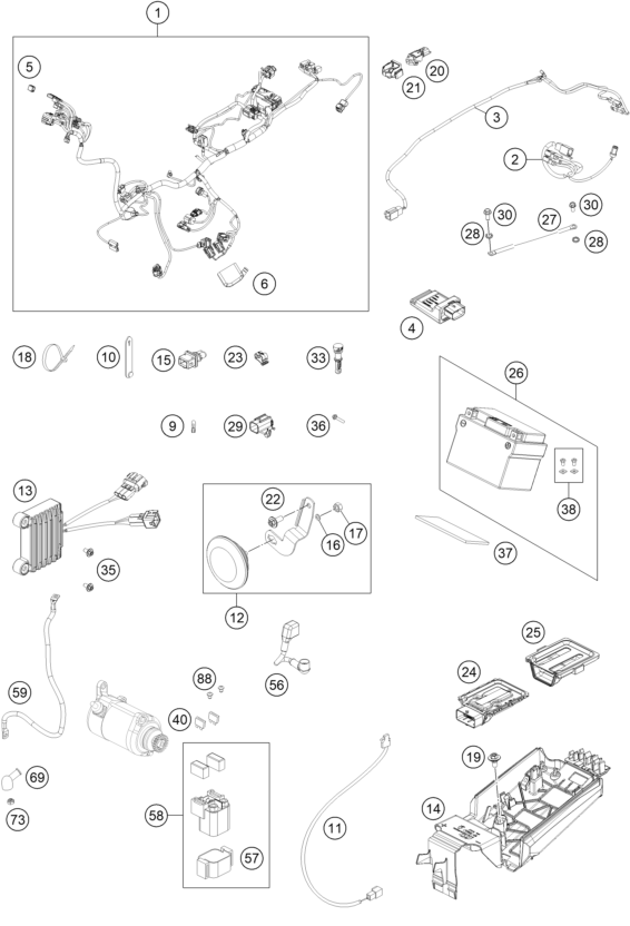 Sprängskiss: Wiring Harness – KTM 300 EXC 2026