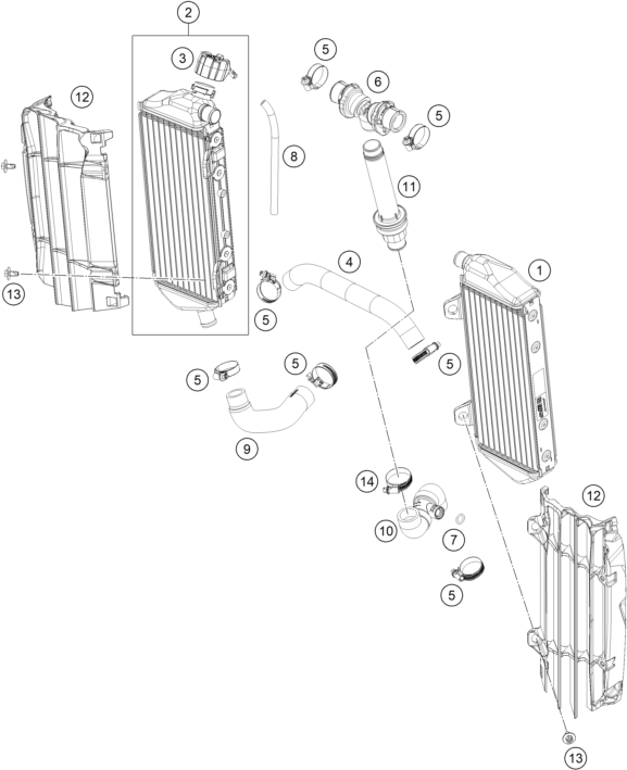 Sprängskiss: Cooling System – KTM 150 XC-W 2026
