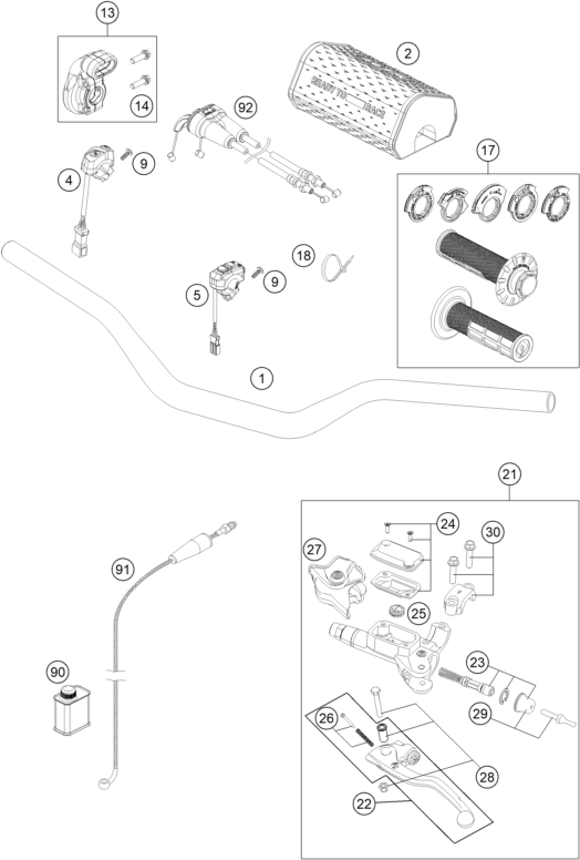 Sprängskiss: Handlebar, Controls – KTM 125 SX 2026