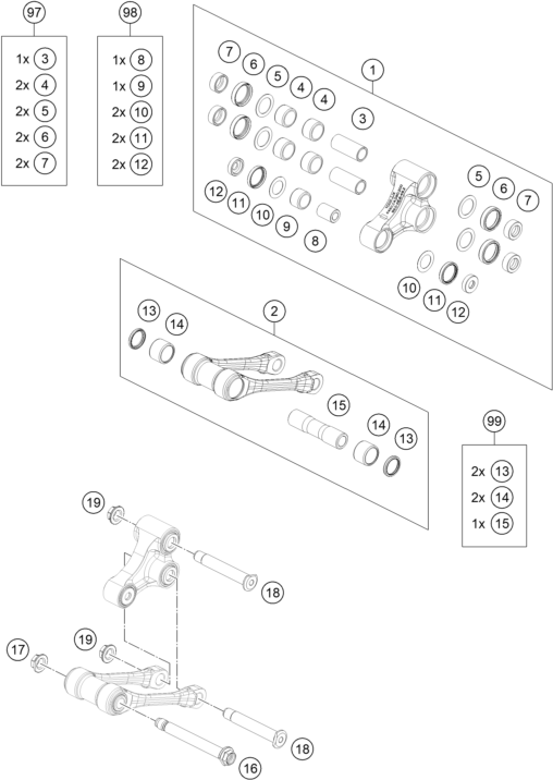 Sprängskiss: Pro Lever Linking – KTM 250 SX 2026