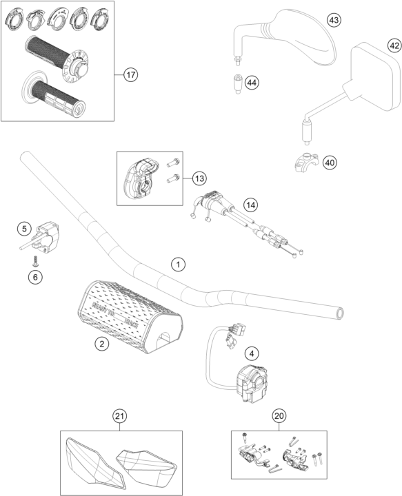 Sprängskiss: Handlebar, Controls – KTM 500 EXC-F 2026