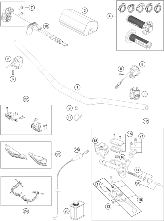 Sprängskiss: Handlebar, Controls – KTM 300 EXC HARDENDURO 2026