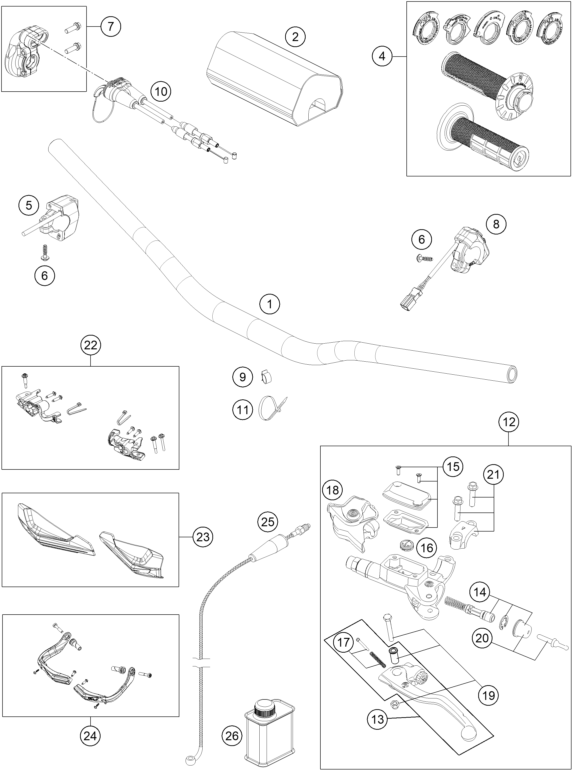 Sprängskiss: Handlebar, Controls – KTM 300 XC-W HARDENDURO 2026