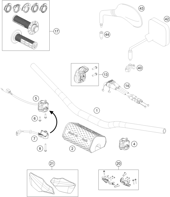 Sprängskiss: Handlebar, Controls – KTM 250 EXC-F CKD 2024
