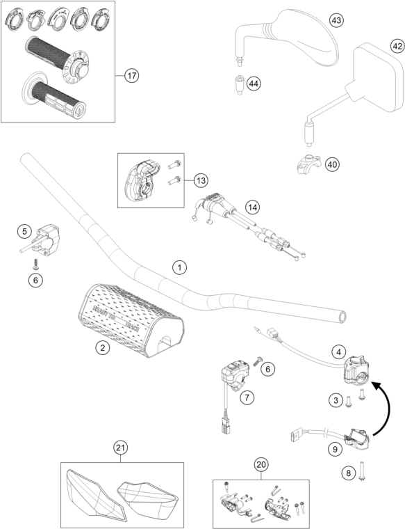 Sprängskiss: Handlebar, Controls – KTM 350 EXC-F 6DAYS CKD 2026