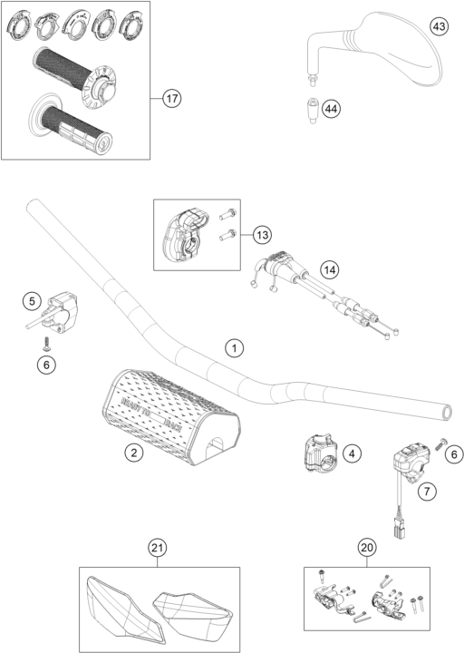Sprängskiss: Handlebar, Controls – KTM 350 EXC-F SIX DAYS CKD 2024