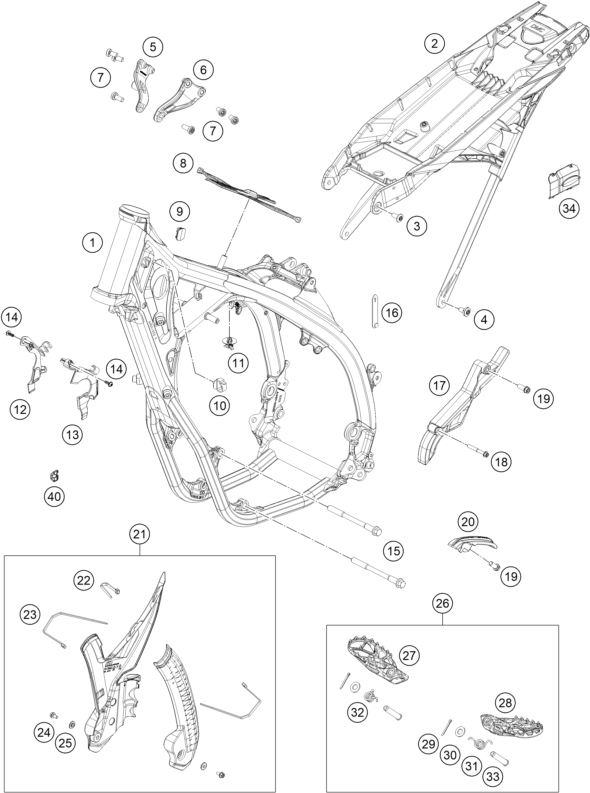 Sprängskiss: Frame – KTM 450 XCF-W 2026