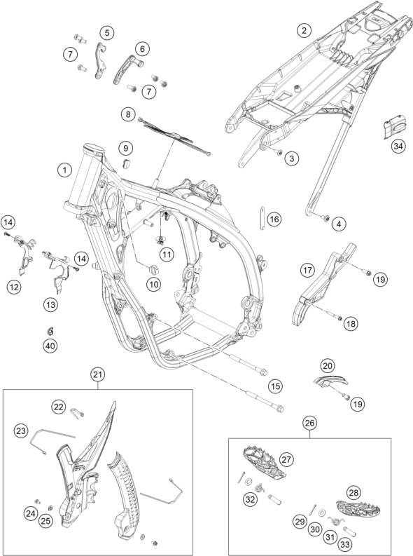 Sprängskiss: Frame – KTM 500 EXC-F 2026