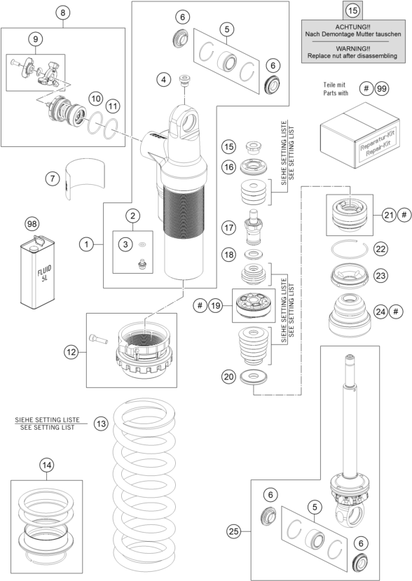 Sprängskiss: Shock Absorber Disassembled – KTM 300 EXC CHAMPION EDITION 2026